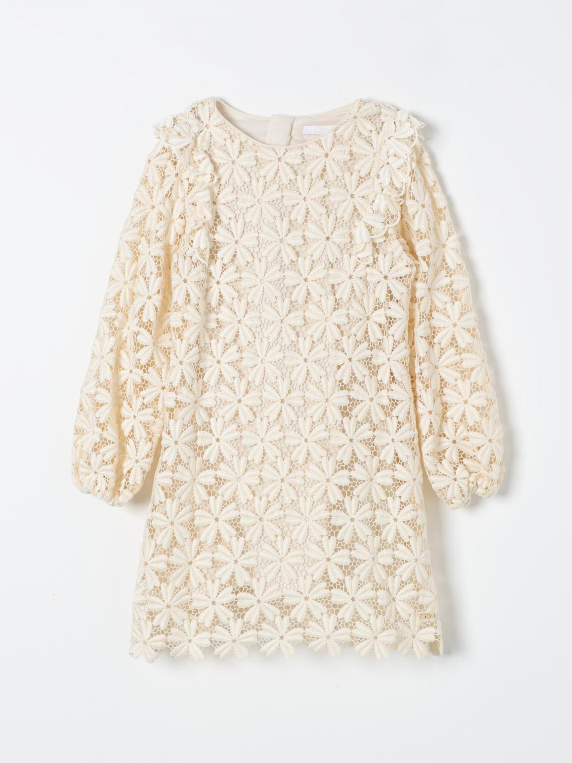 Shop Chloé Dress  Kids Color Yellow Cream