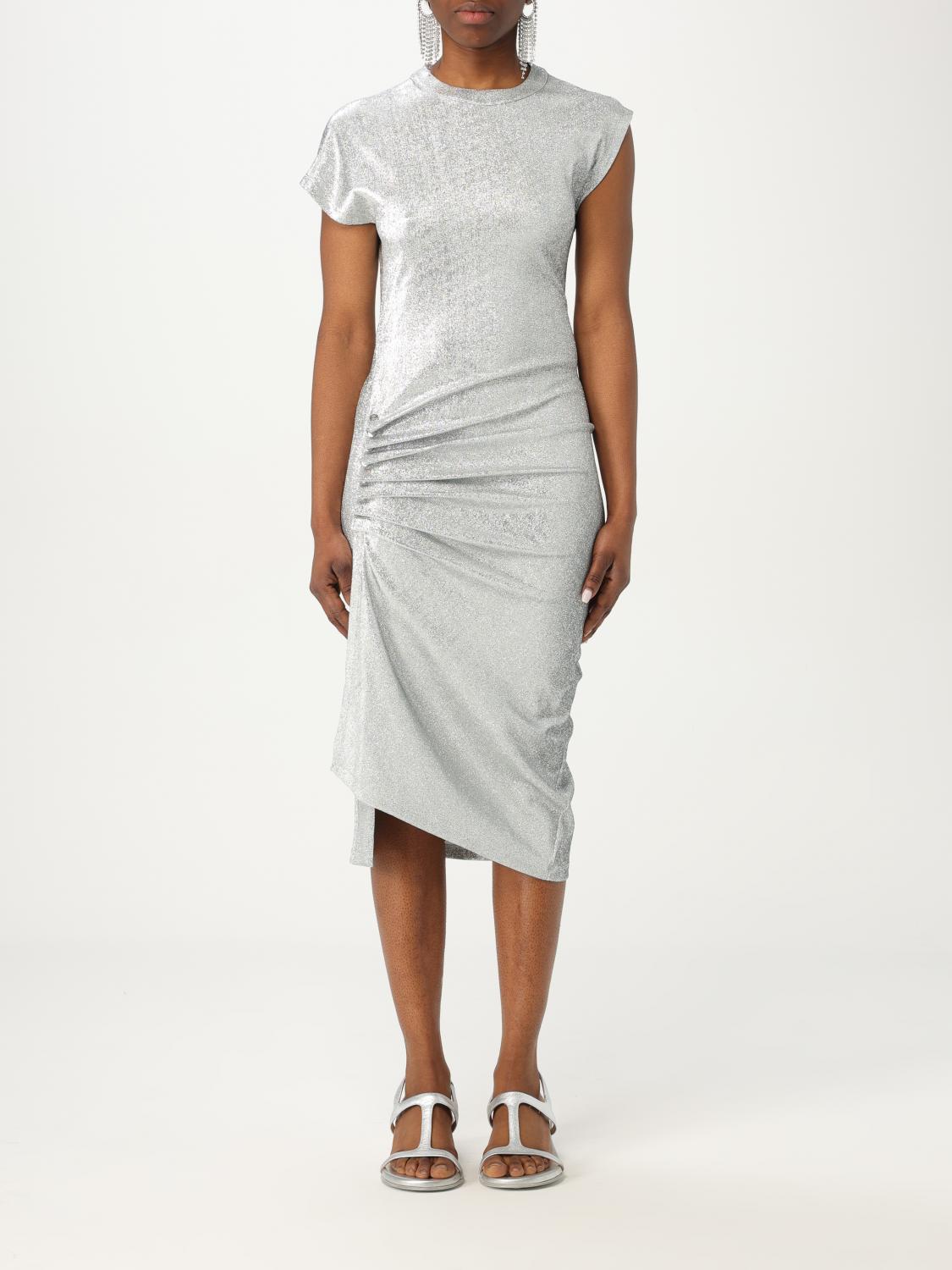 Rabanne Asymmetric Ruched Stretch-lurex Dress In Silver