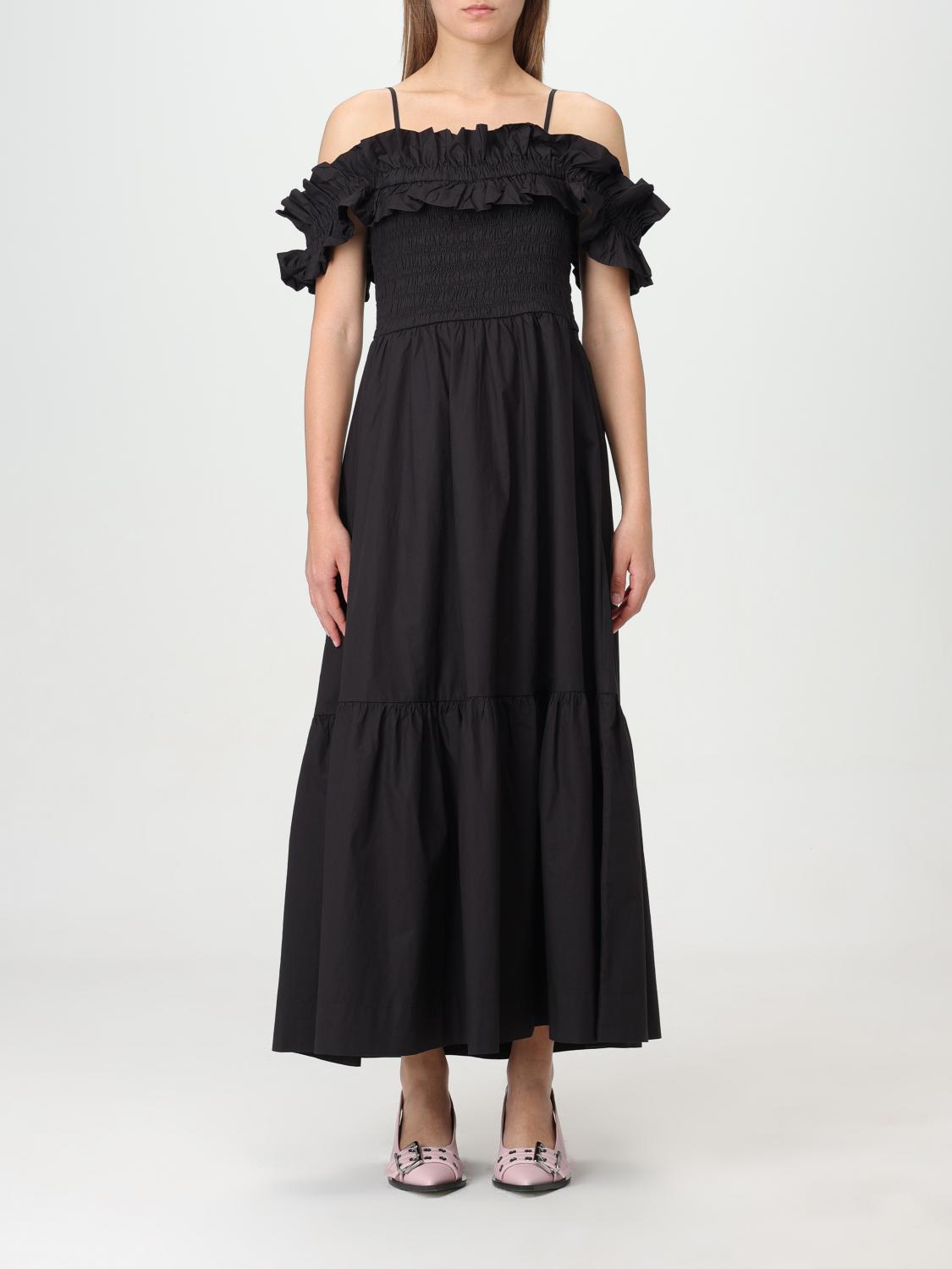 Ganni "poplin Smock Dress In 黑色