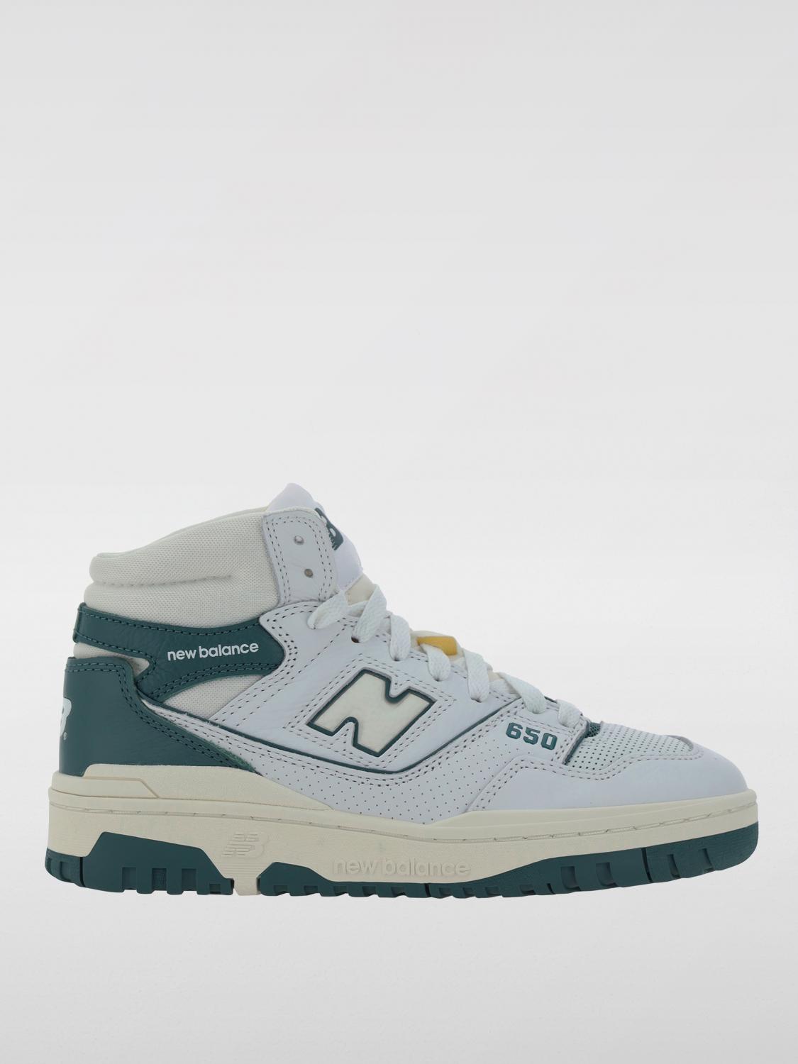New Balance Padded Collar Leather Sneakers In White