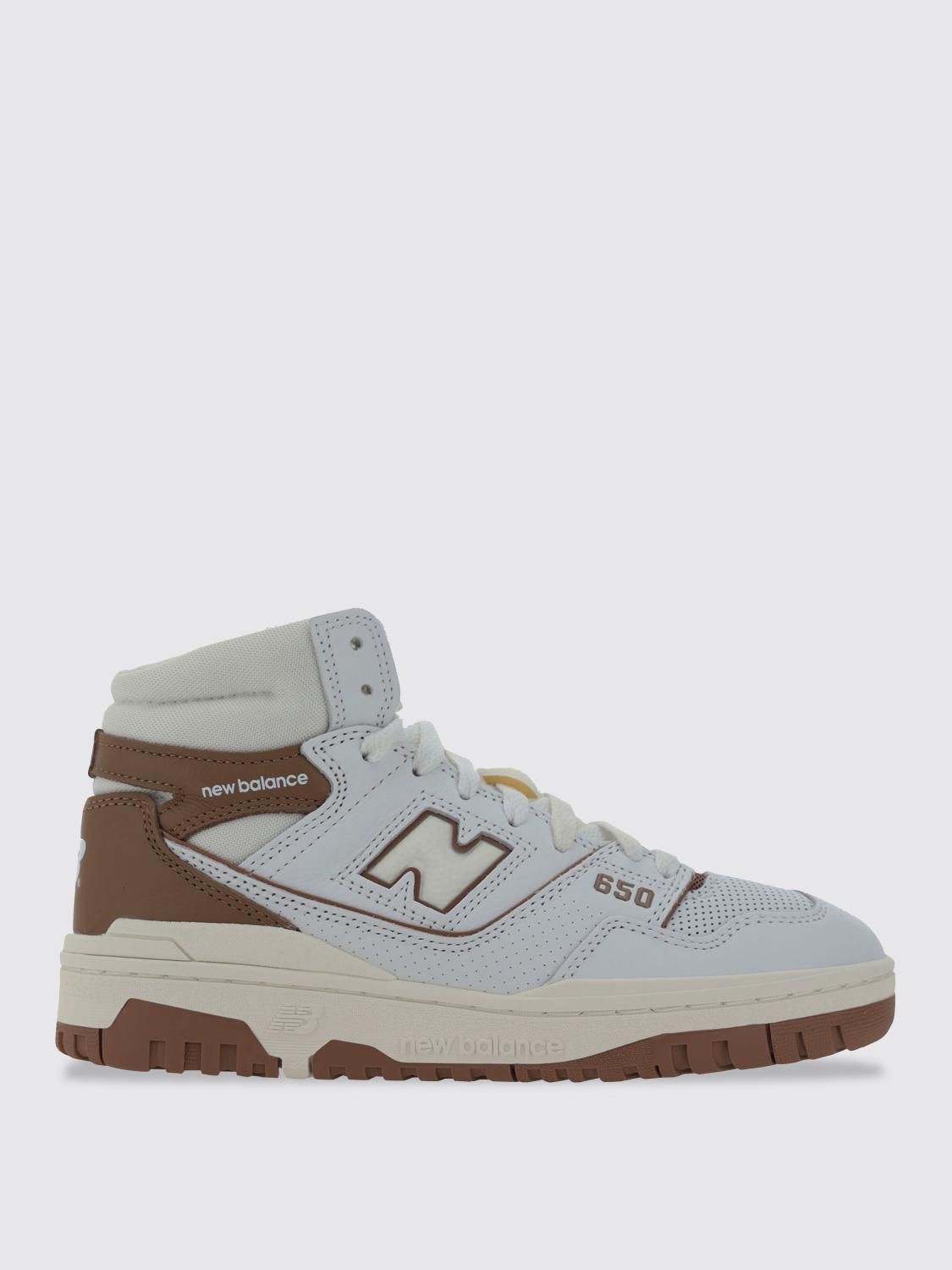 New Balance Leather High-top Sneakers With Perforated Silhouette In White