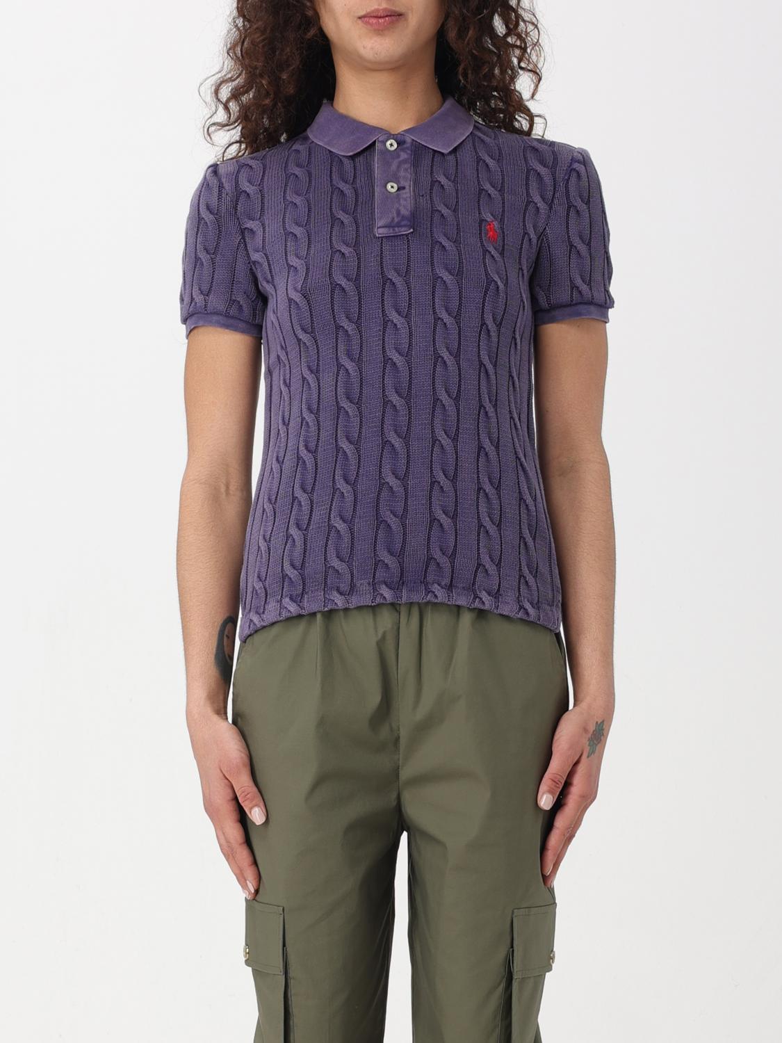 Polo Ralph Lauren Purple Polo Pony Short Sleeve Shirt In Cotton Woman In Blue