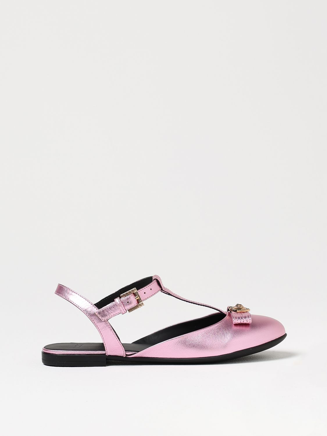 Young Versace Versace Kids Leather Tokio Heeled Mules 55 In Pink