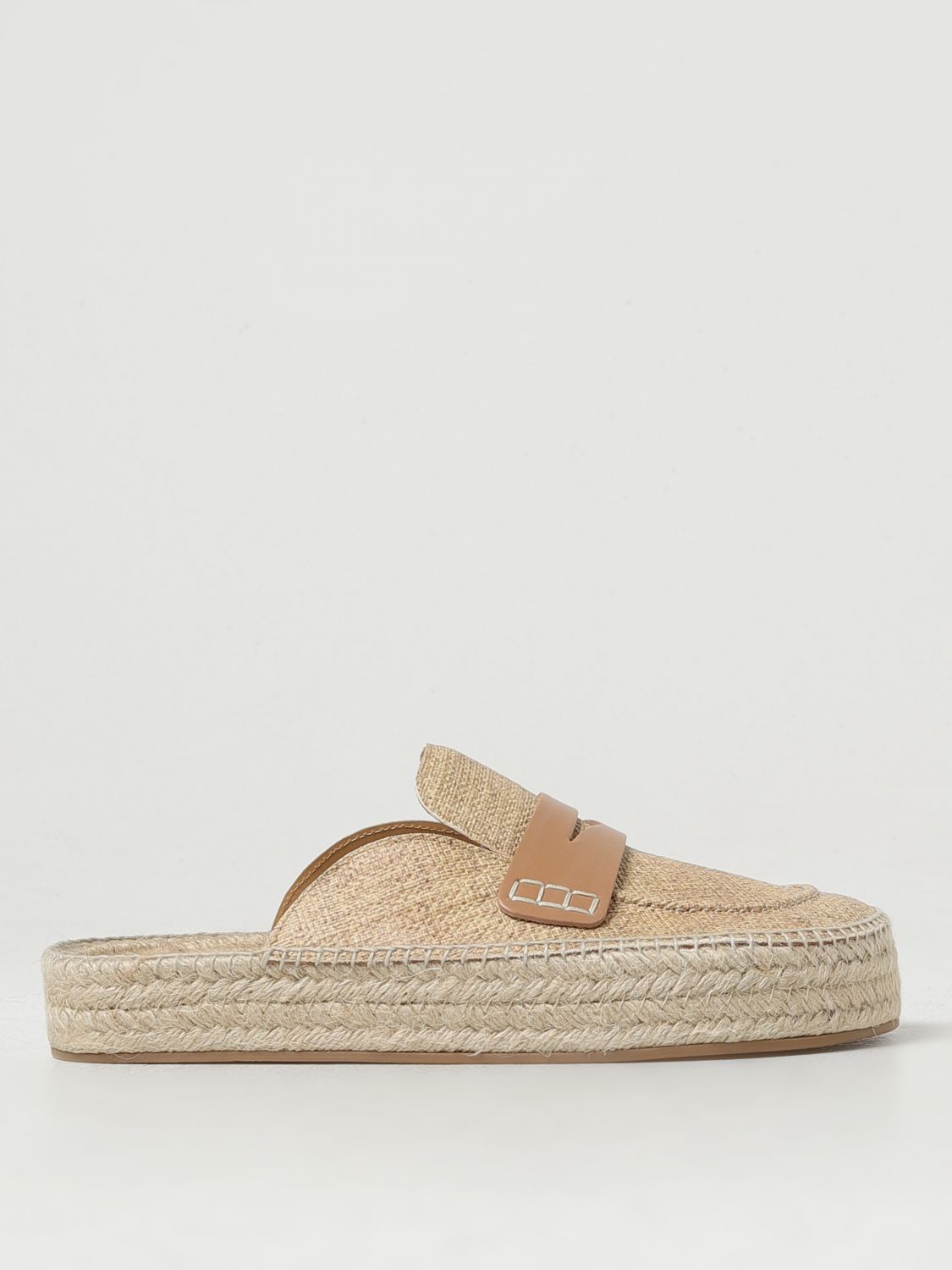Jw Anderson Leather Espadrille Loafer Mules In Neutrals
