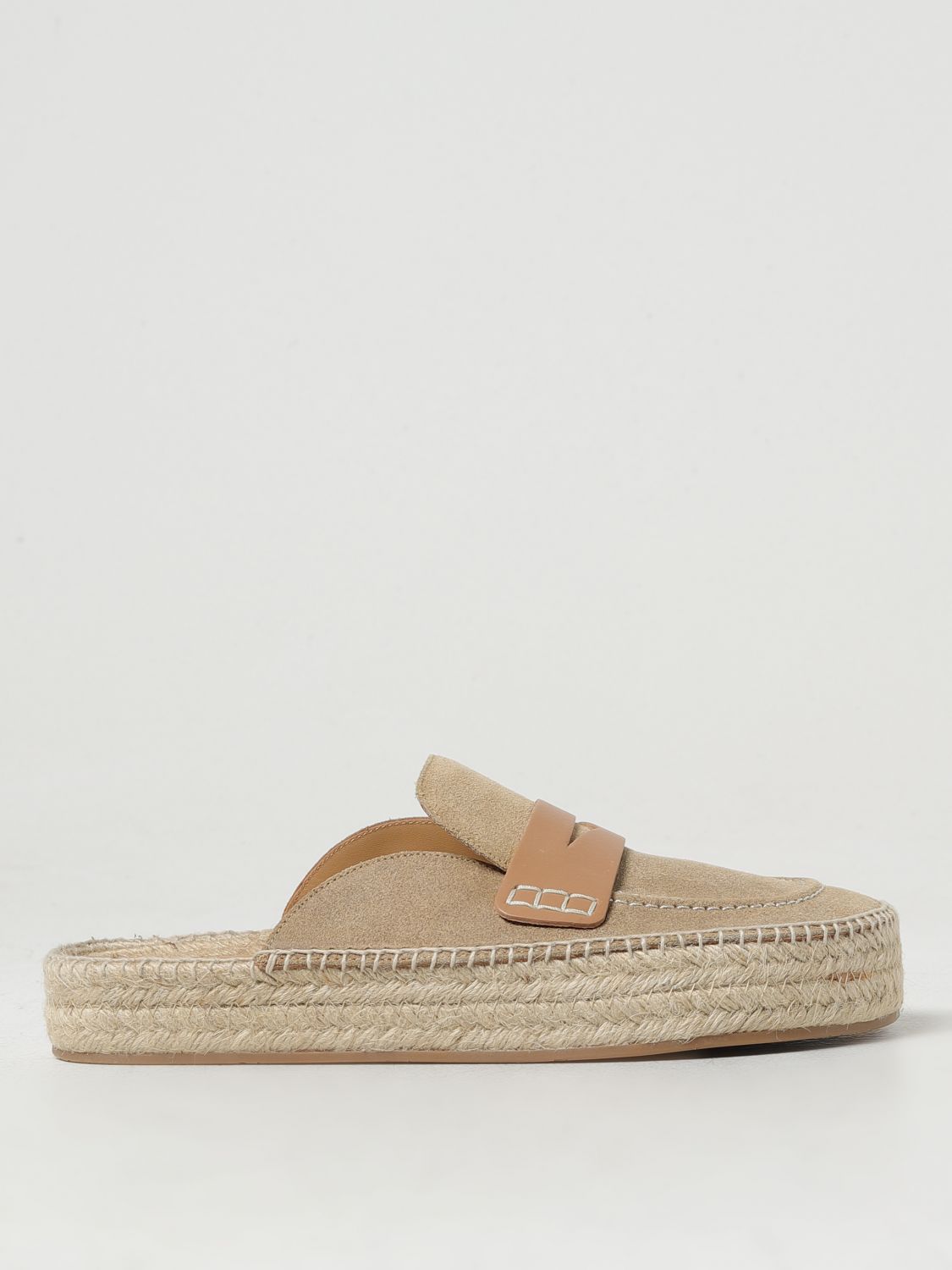 Jw Anderson Suede Espadrille Loafer Mules In Beige