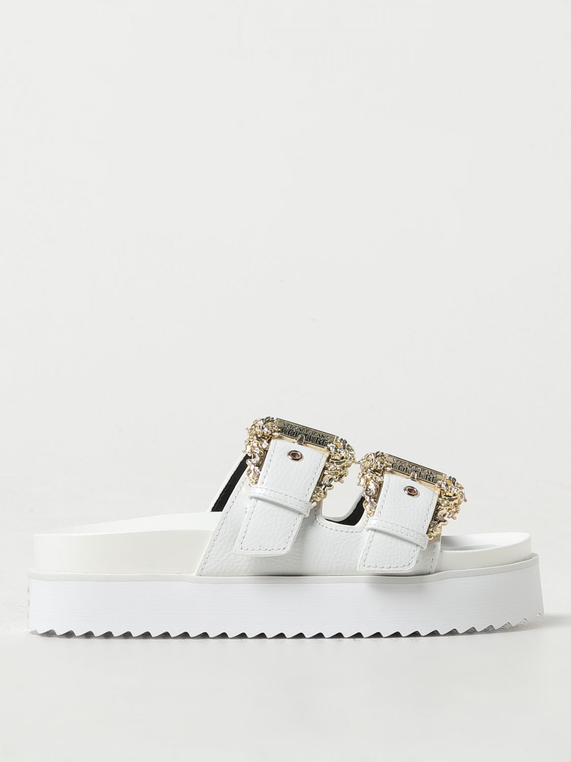 Shop Versace Jeans Couture Flat Sandals  Woman Color White