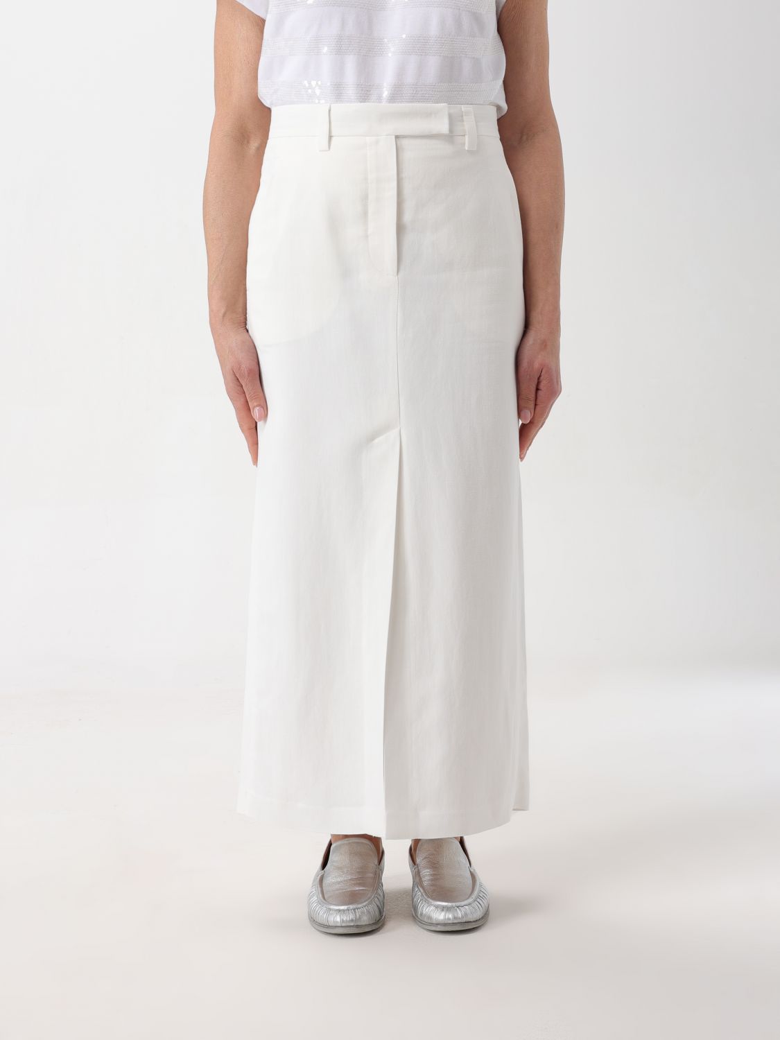 Shop Brunello Cucinelli Skirt  Woman Color White