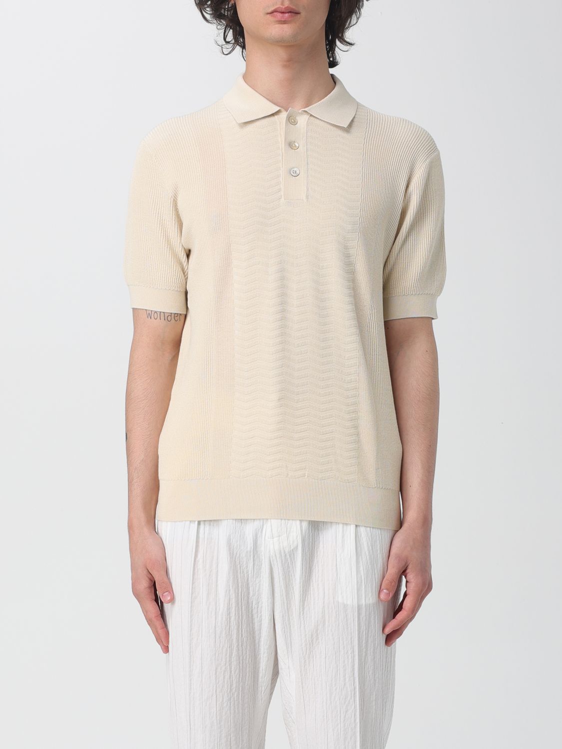 Shop Paolo Pecora Polo Shirt  Men Color Beige