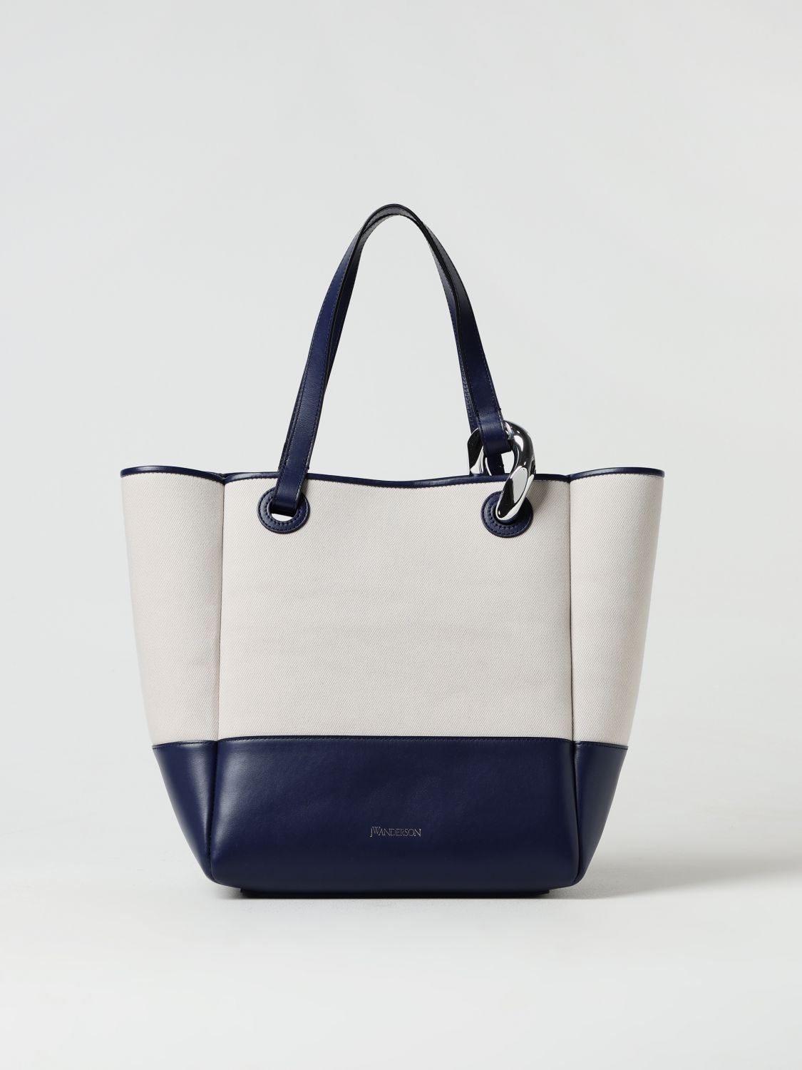 Jw Anderson Two-tone Canvas And Leather Corner Shopping Bag In Blue