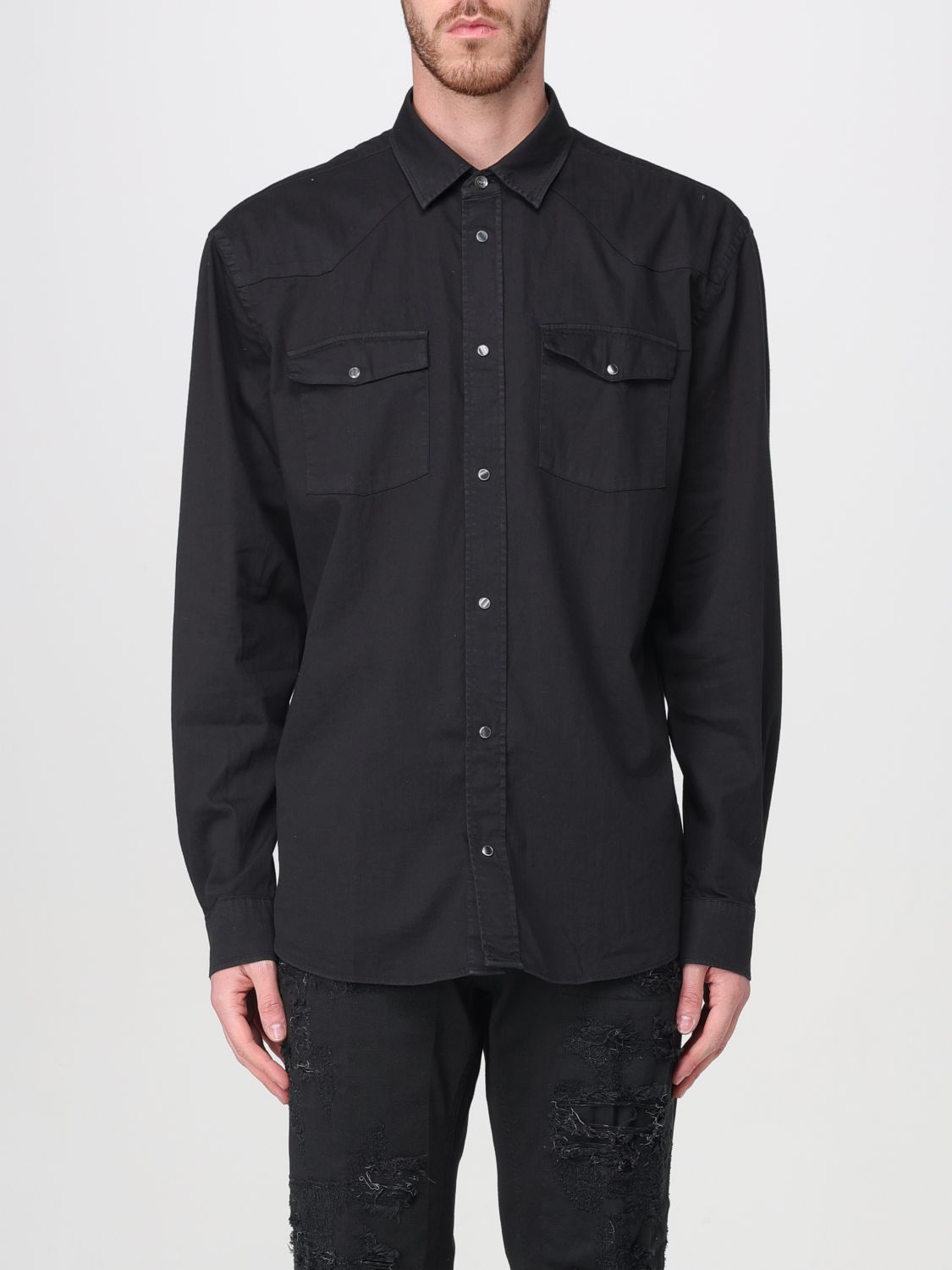 Shop Dondup Shirt  Men Color Black