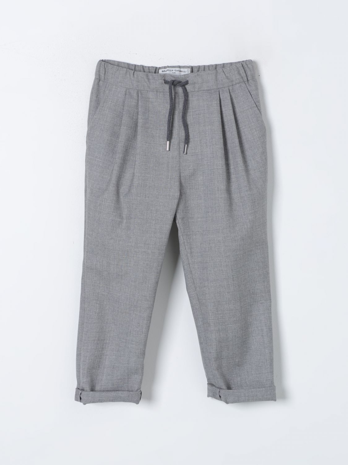 Shop Brunello Cucinelli Pants  Kids Color Grey