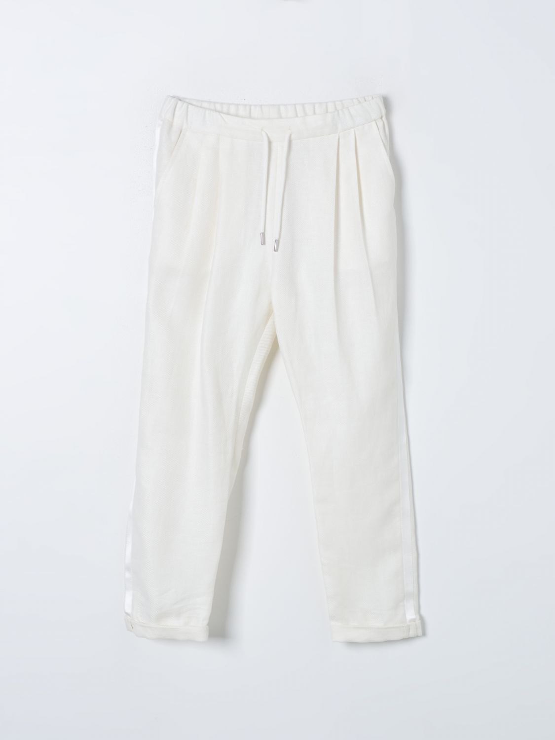 Shop Brunello Cucinelli Pants  Kids Color White