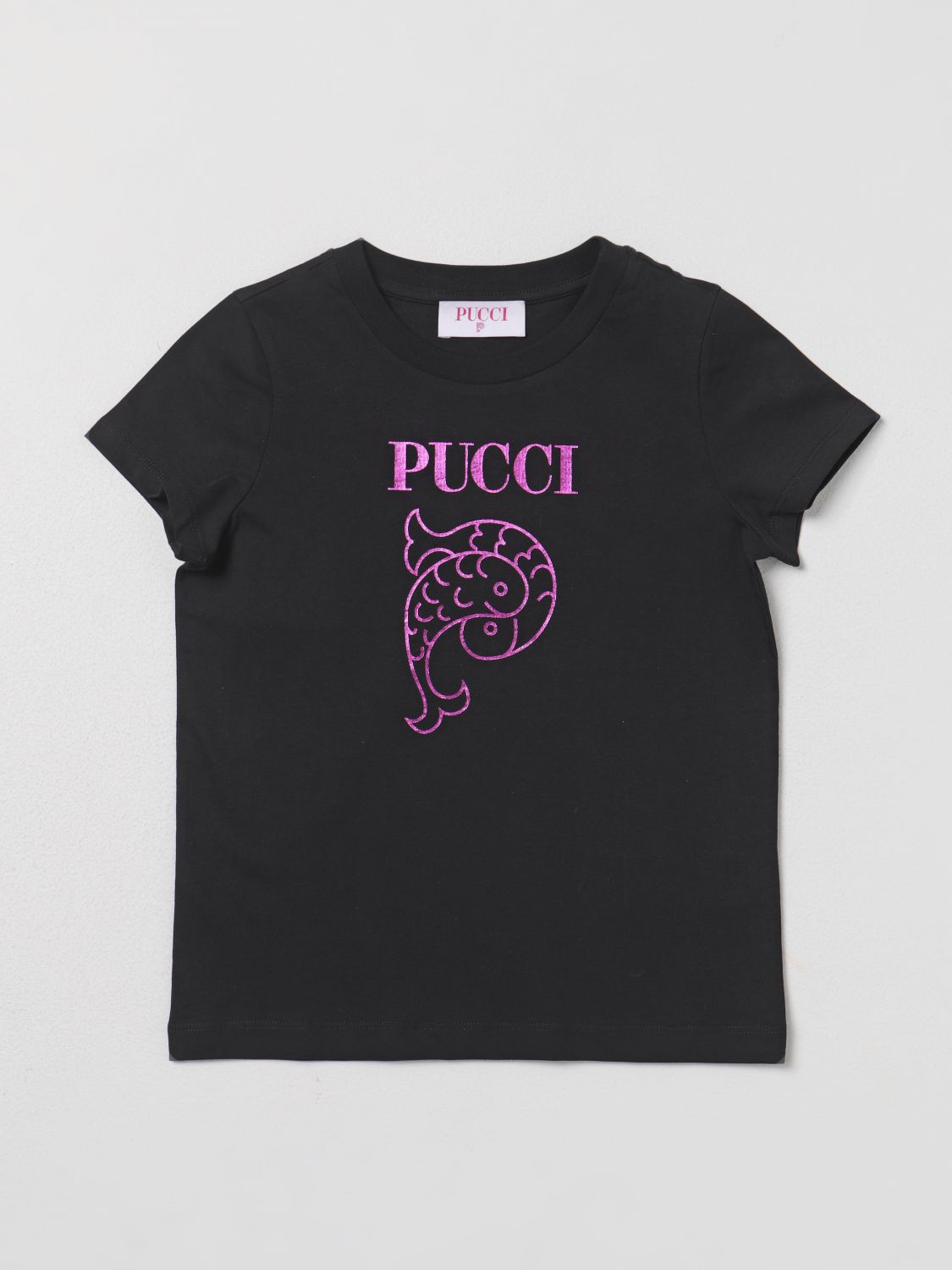 Shop Emilio Pucci Junior T-shirt  Kids Color Black
