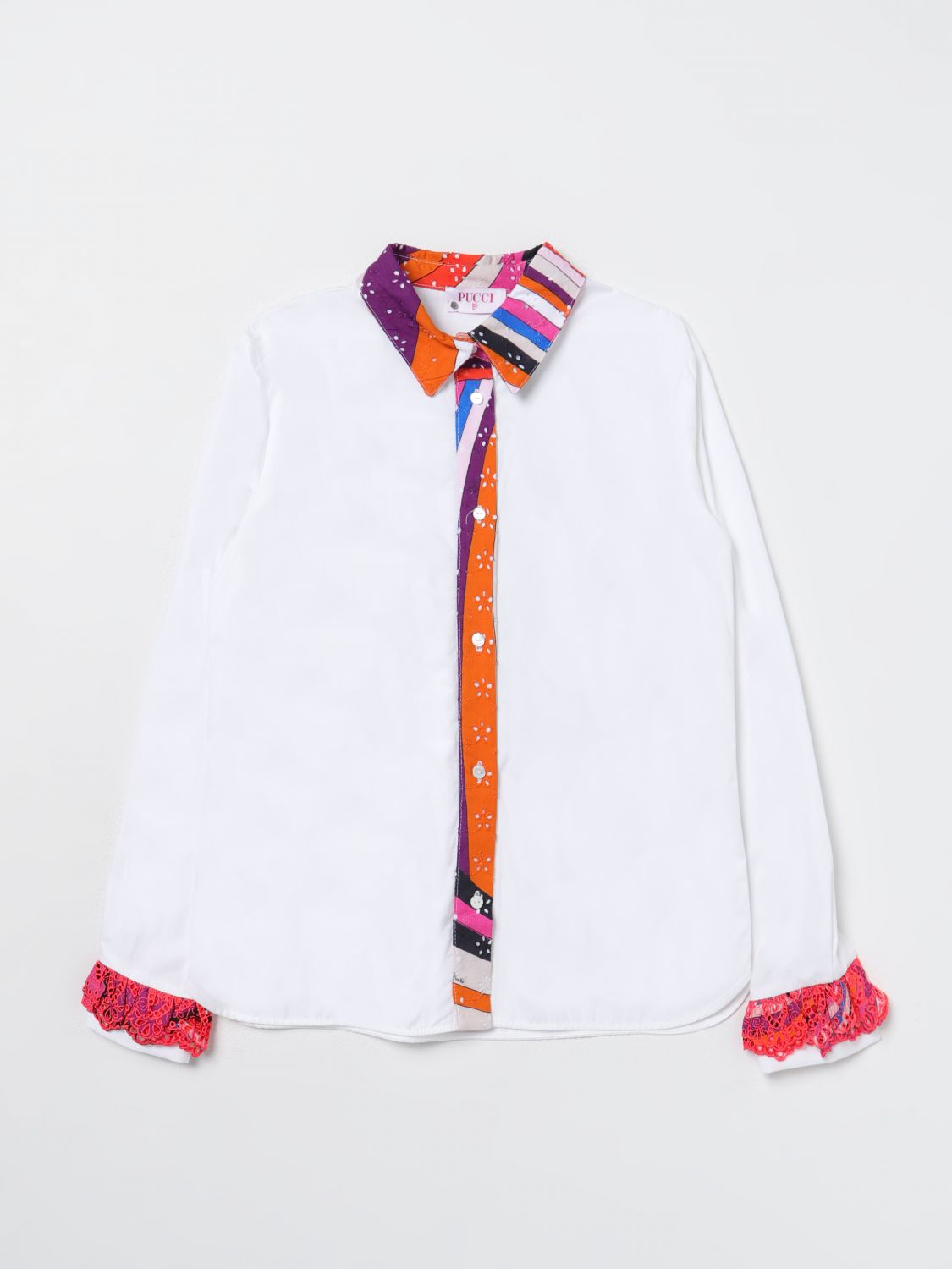 Shop Emilio Pucci Junior Shirt  Kids Color White
