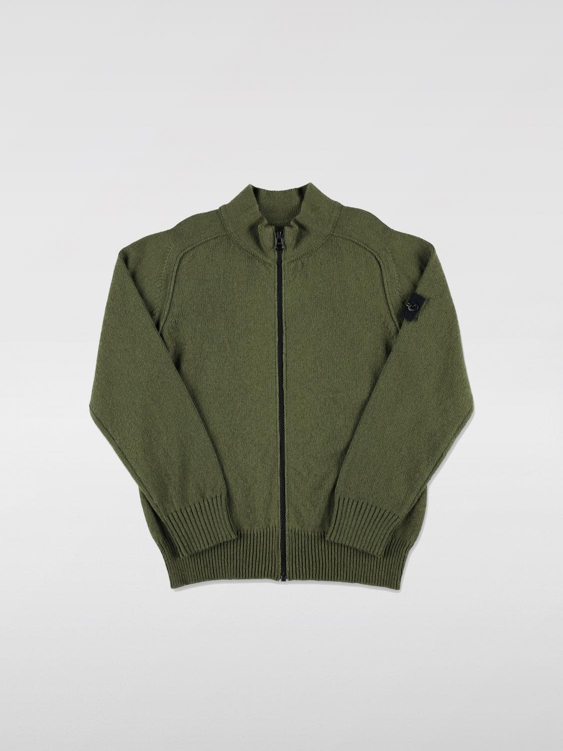 Stone Island Fein Gestrickter Cardigan Mit Kompass In Olive