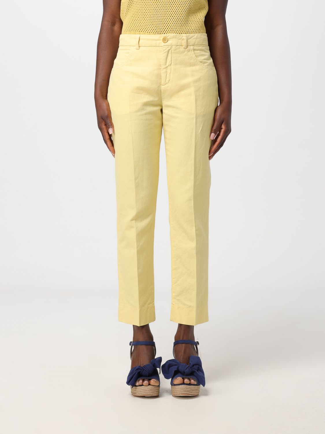Shop Aspesi Pants  Woman Color Yellow
