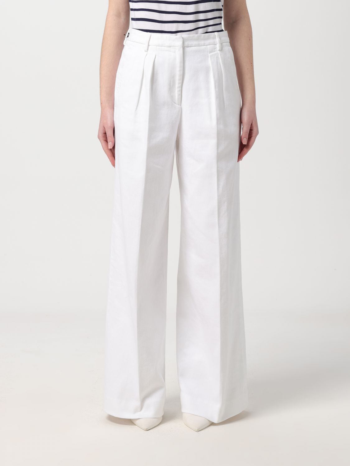 Shop Officine Generale Pants Officine Générale Woman Color White