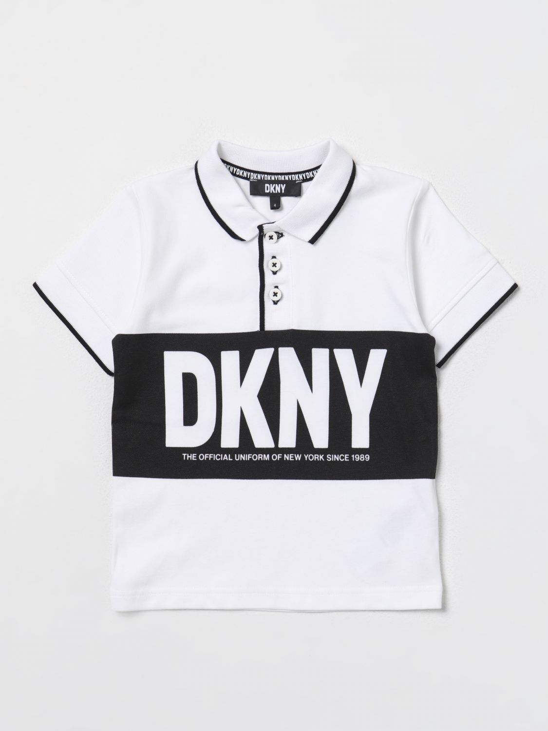 Shop Dkny Polo Shirt  Kids Color White