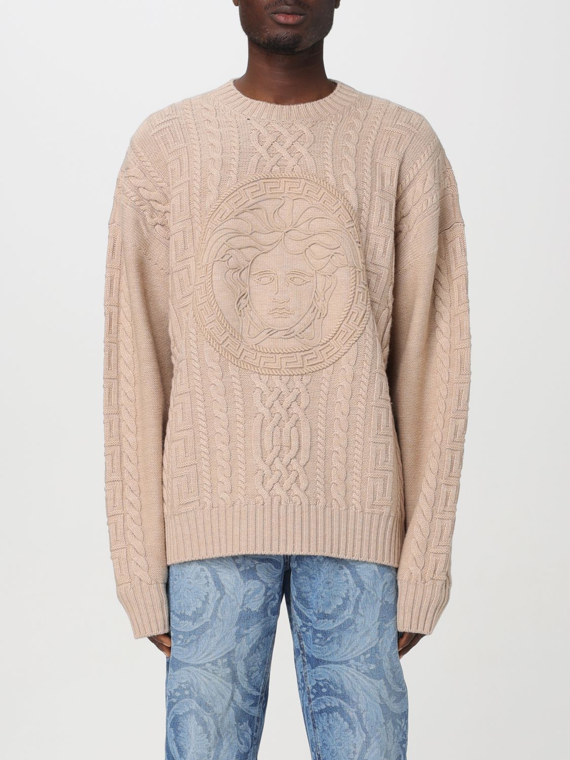 Shop Versace Sweater  Men Color Beige