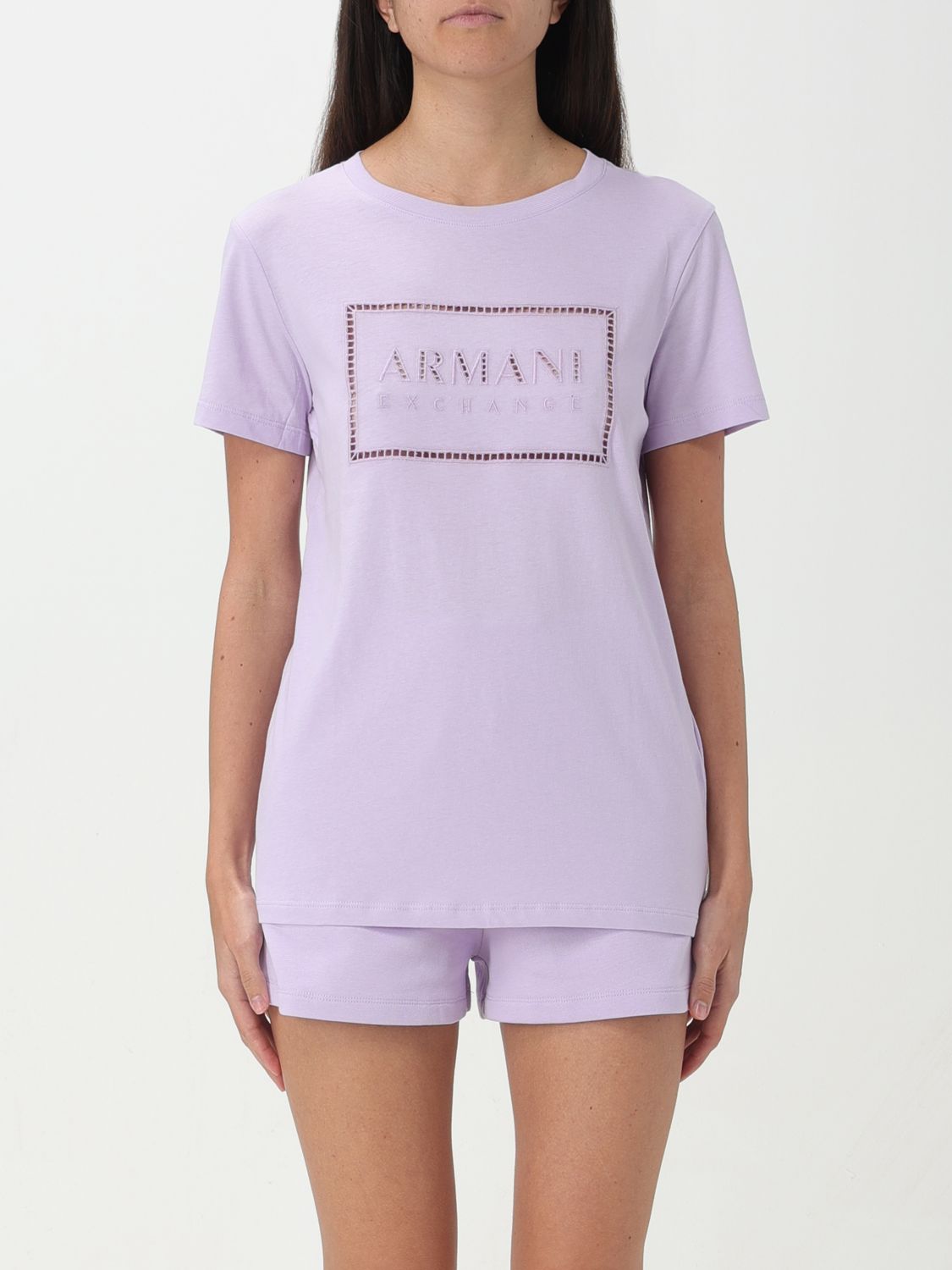 Shop Armani Exchange T-shirt  Woman Color Violet