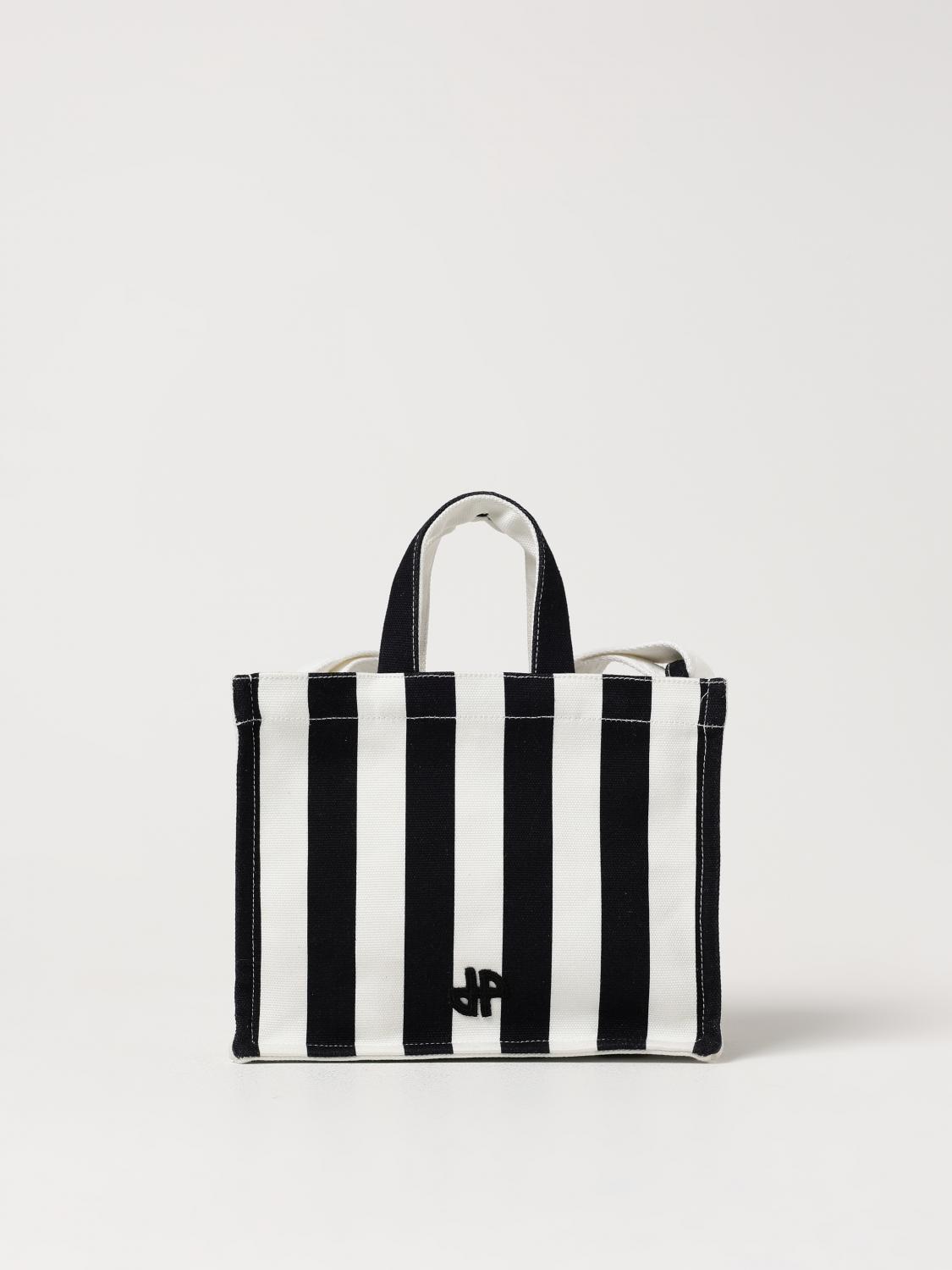 Patou Small Cotton Canvas Tote Bag With Striped Pattern In Striped