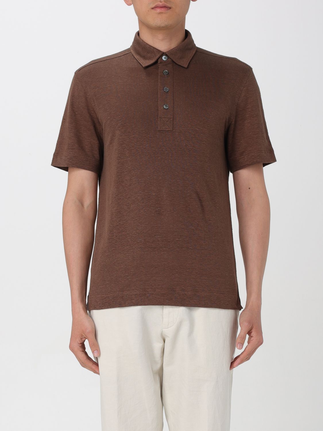 Shop Zegna Polo Shirt  Men Color Brown