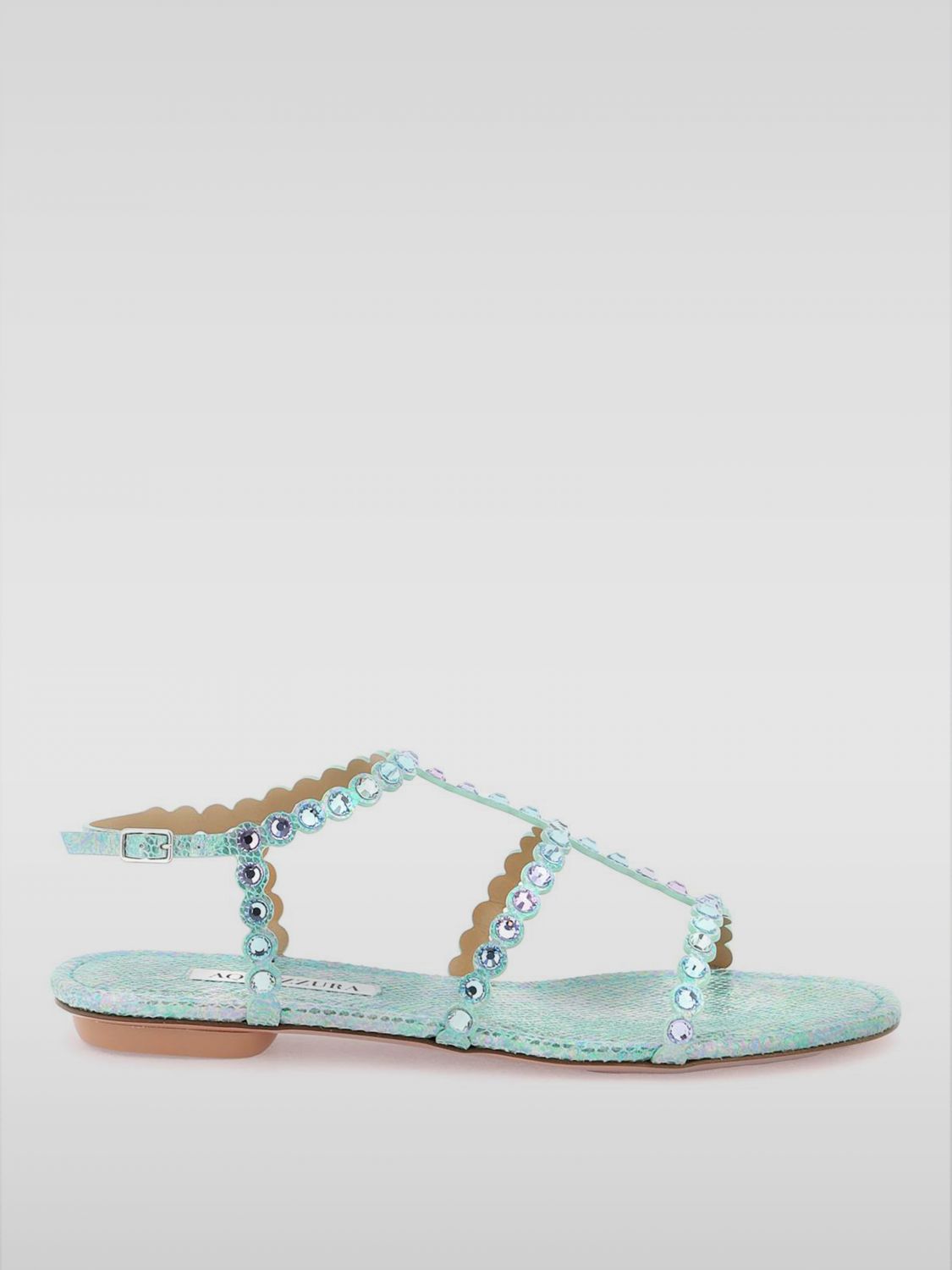 Shop Aquazzura Flat Sandals  Woman Color Mint