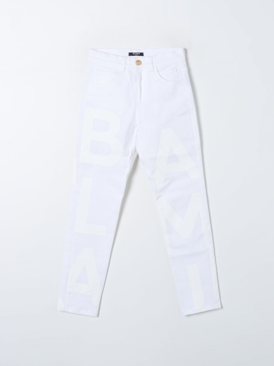 Shop Balmain Pants  Kids Kids Color White