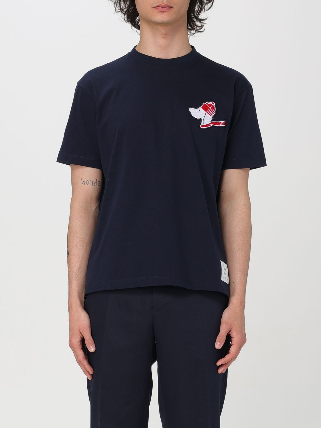 Shop Thom Browne T-shirt  Men Color Navy In 海军蓝