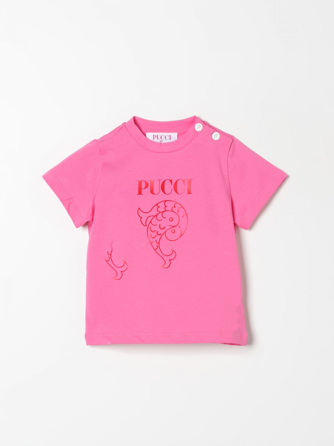 Shop Emilio Pucci Junior T-shirt  Kids Color Fuchsia