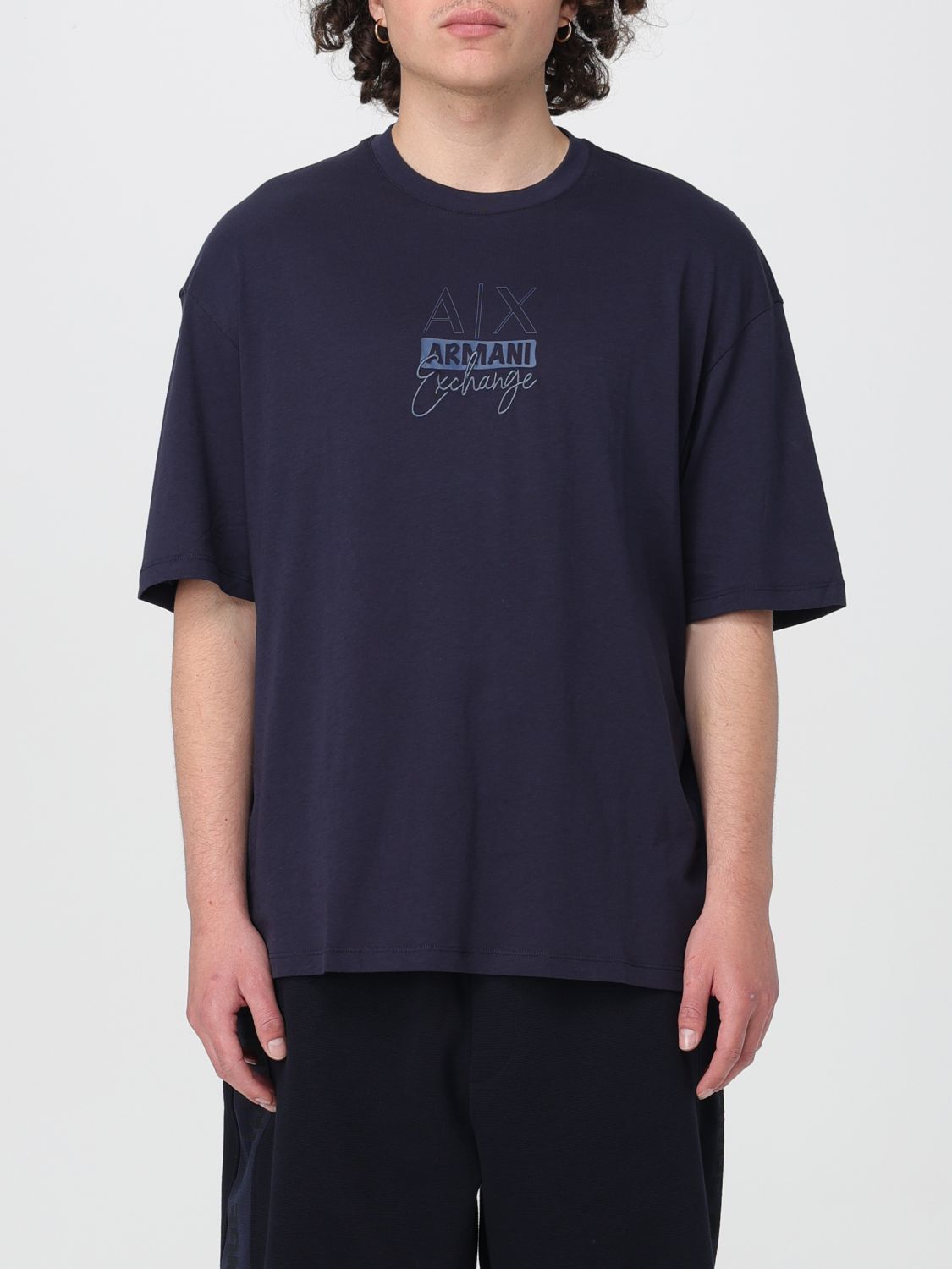 Shop Armani Exchange T-shirt  Men Color Blue