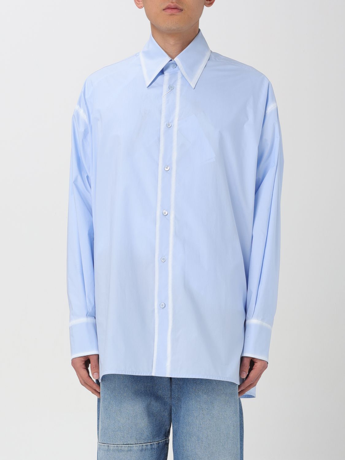 Shop Mm6 Maison Margiela Shirt  Men Color Gnawed Blue