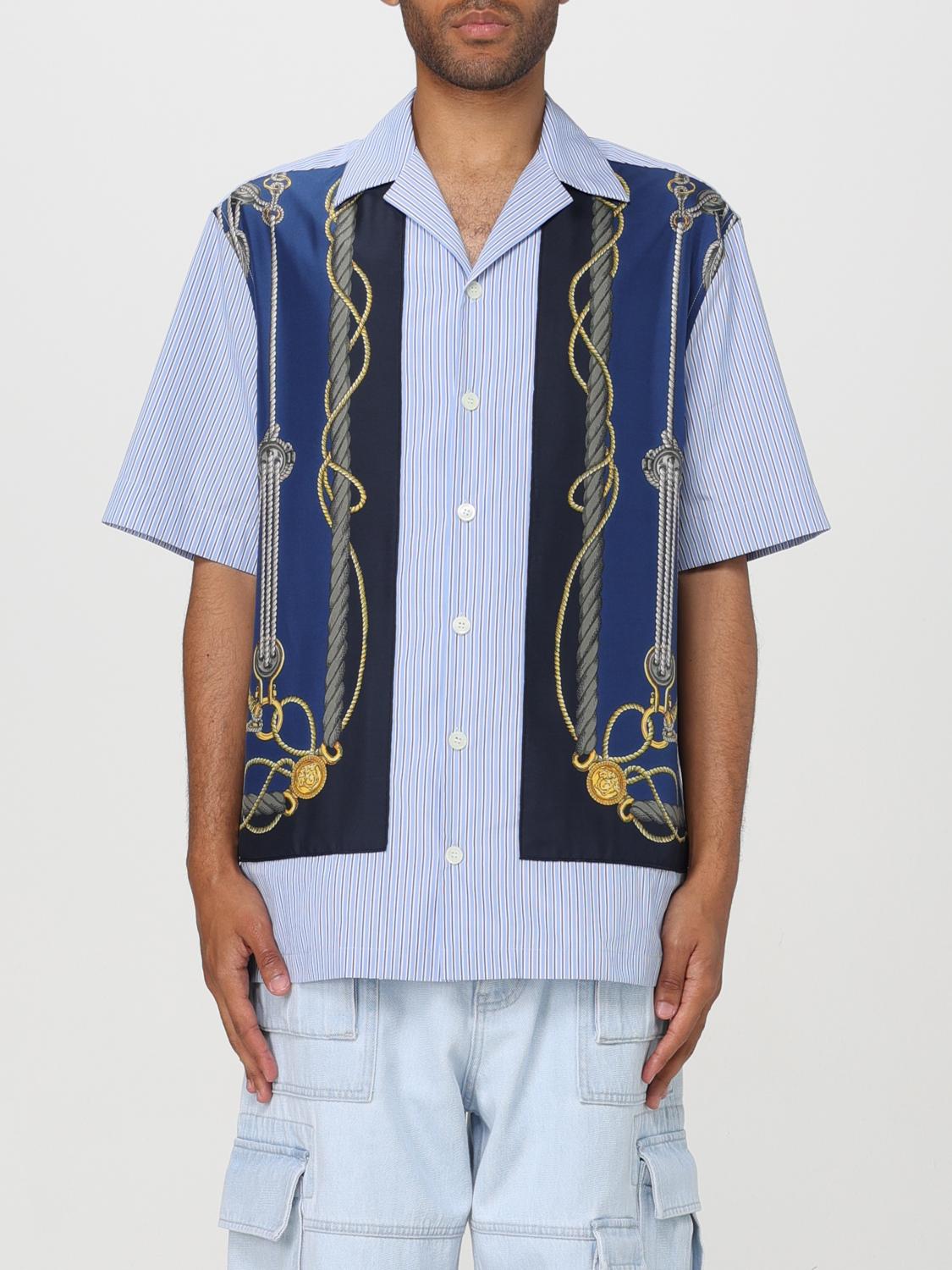 Shop Versace Shirt  Men Color Blue In Blau