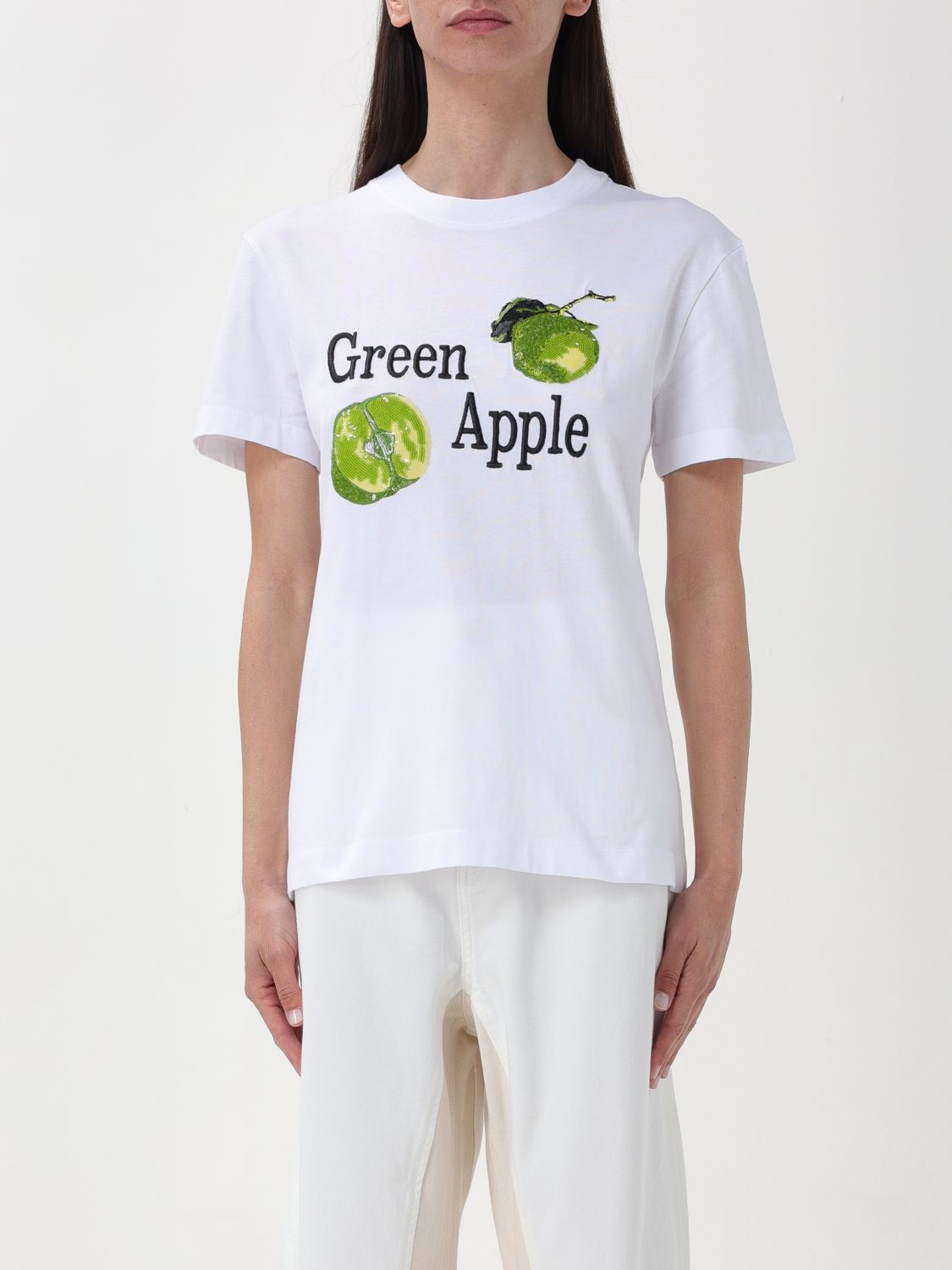 Shop Sportmax T-shirt  Woman Color Apple Green In 苹果绿