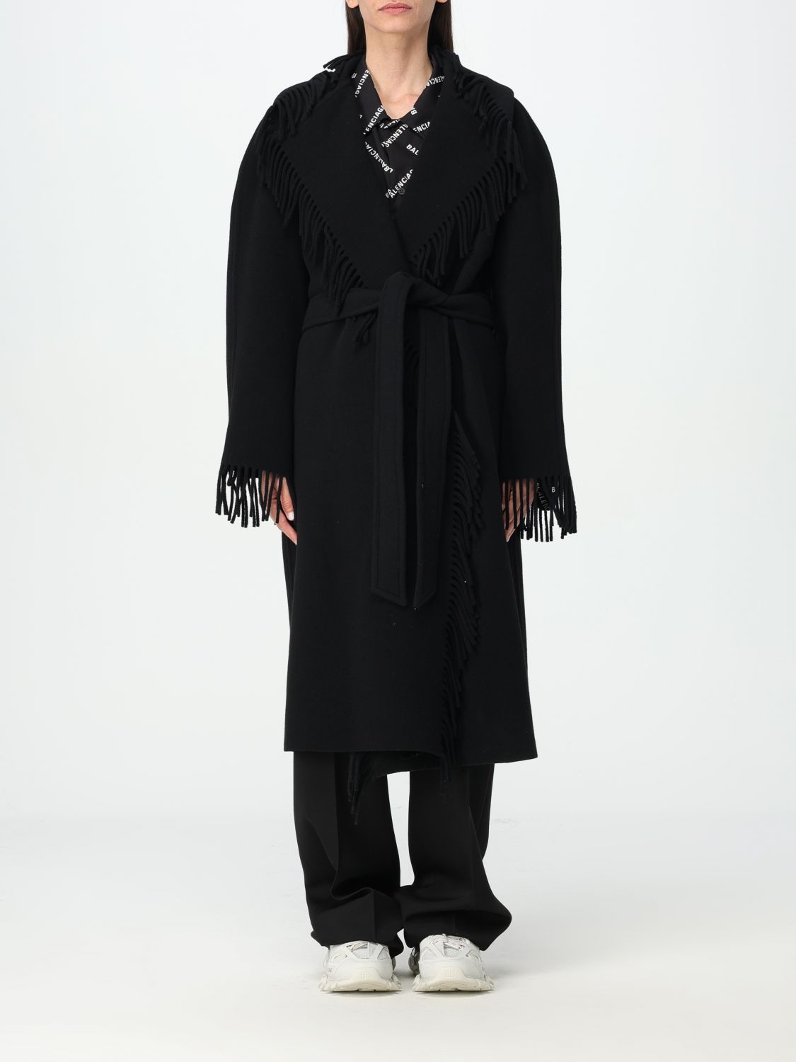 Shop Balenciaga Coat  Woman Color Black In 黑色