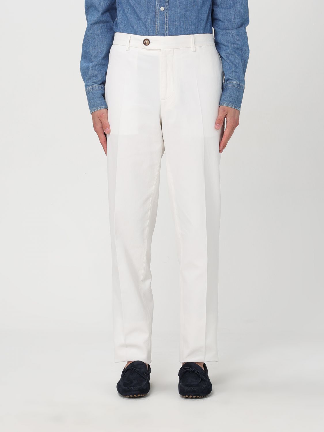 Brunello Cucinelli Straight-leg Corduroy Tailored Pants In White
