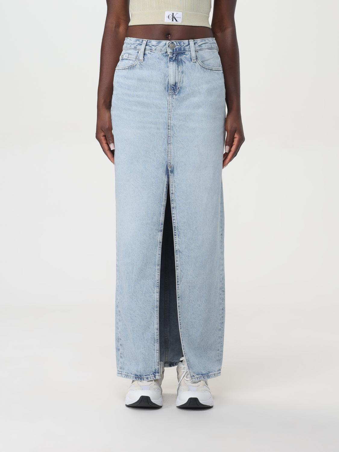 Shop Calvin Klein Pants  Woman Color Denim In 牛仔布