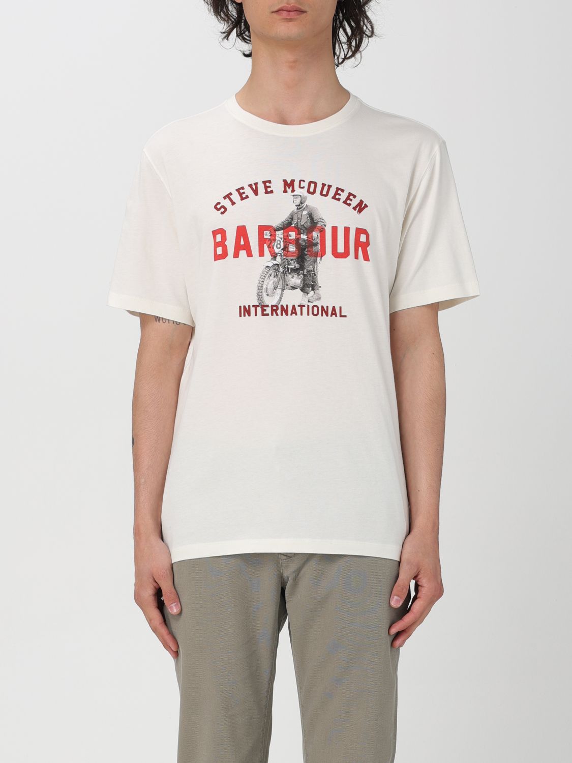 Shop Barbour T-shirt  Men Color White