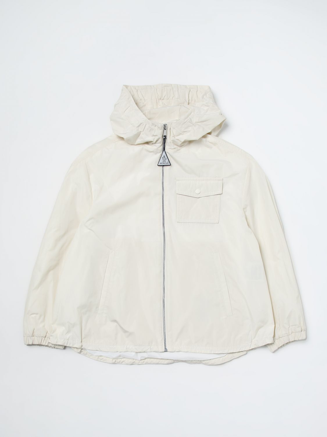 Moncler Coat  Kids Colour Cream In Metallic