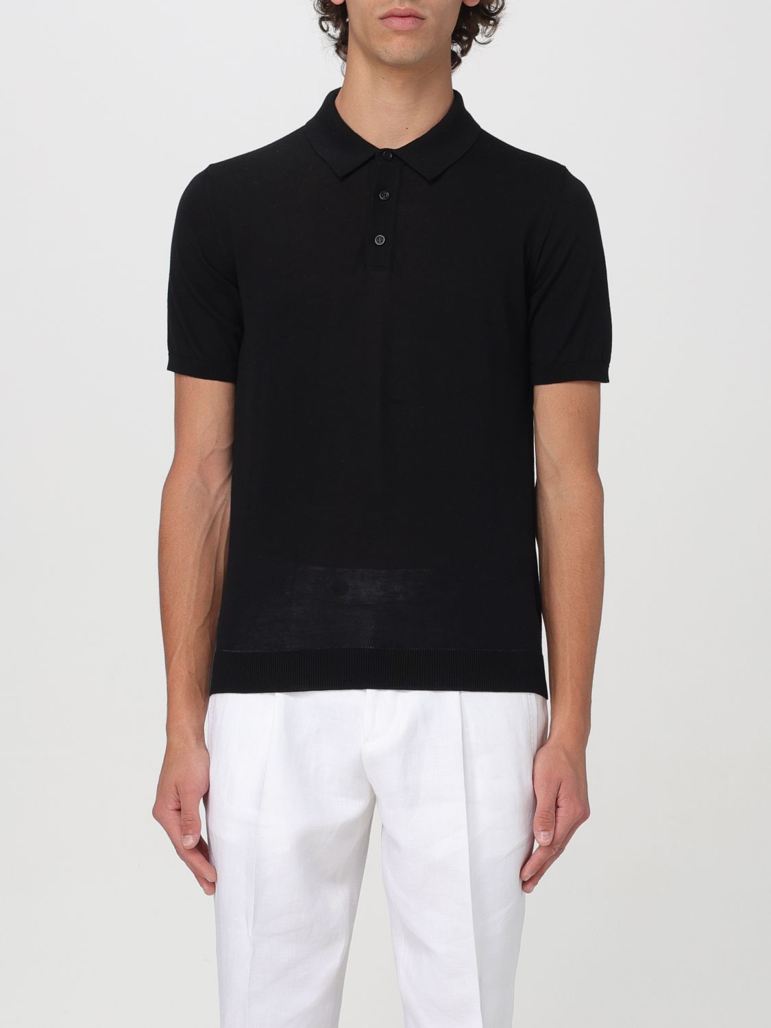 Shop Roberto Collina Polo Shirt  Men Color Black