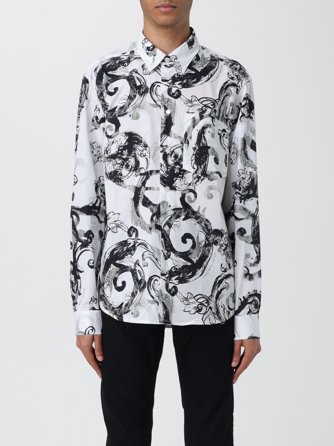 Shop Versace Jeans Couture Shirt  Men Color White