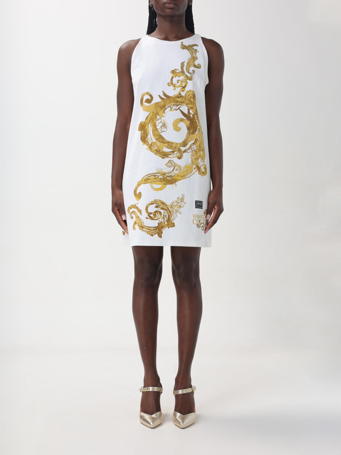 Versace Jeans Couture Watercolour Couture Sleeveless Mini Dress In White
