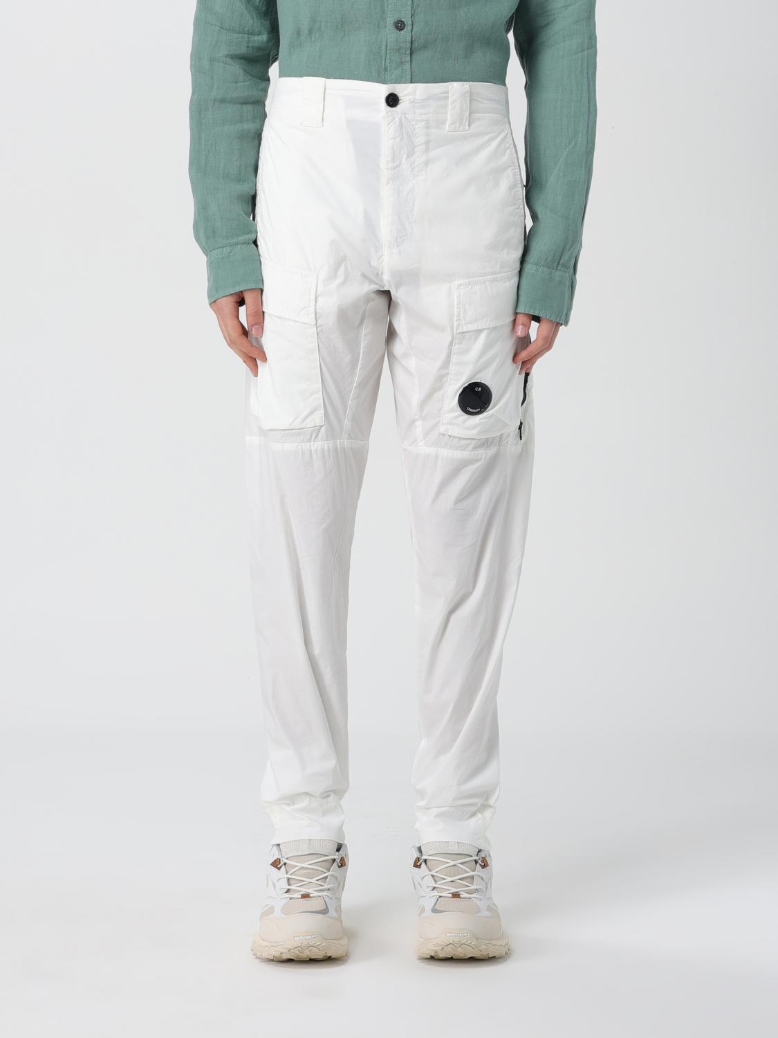 C.p. Company Sweatpants Cargo Pant In Diagonal Raised Fleece In White