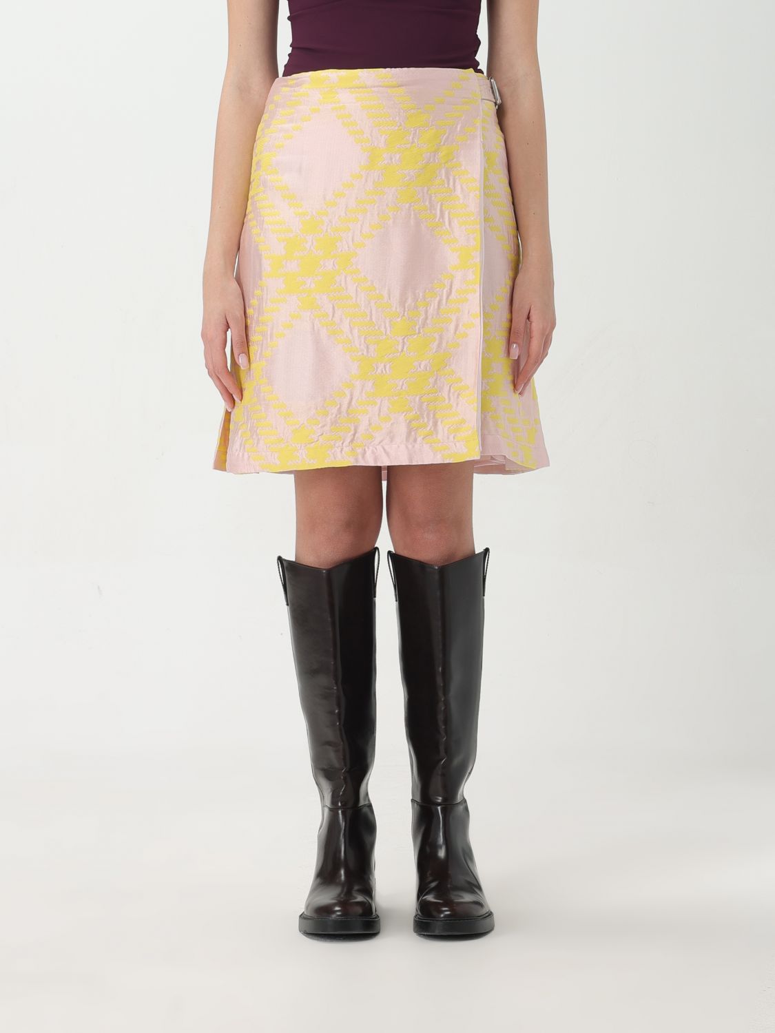 Shop Burberry Skirt  Woman Color Yellow