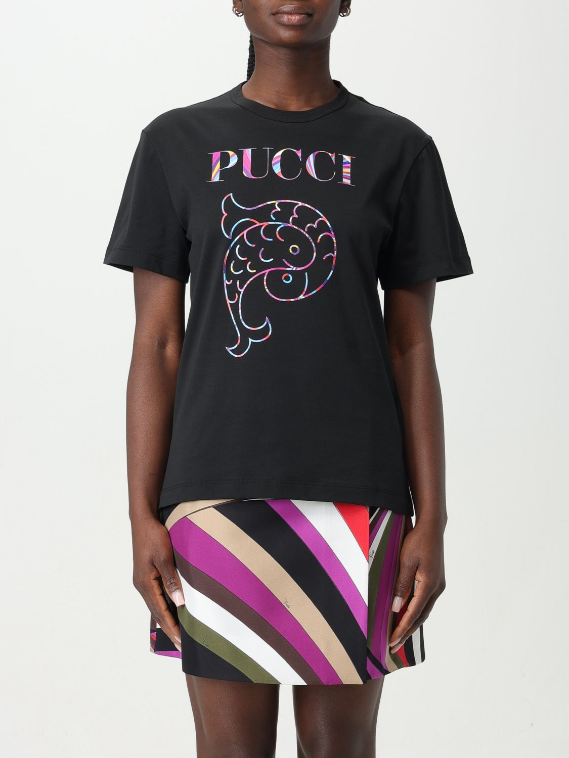 Emilio Pucci T-shirt  Woman Colour Black In 黑色