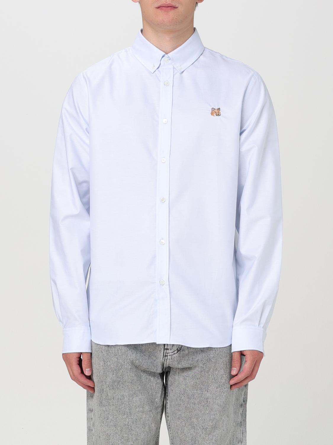 Shop Maison Kitsuné Shirt  Men Color Blue