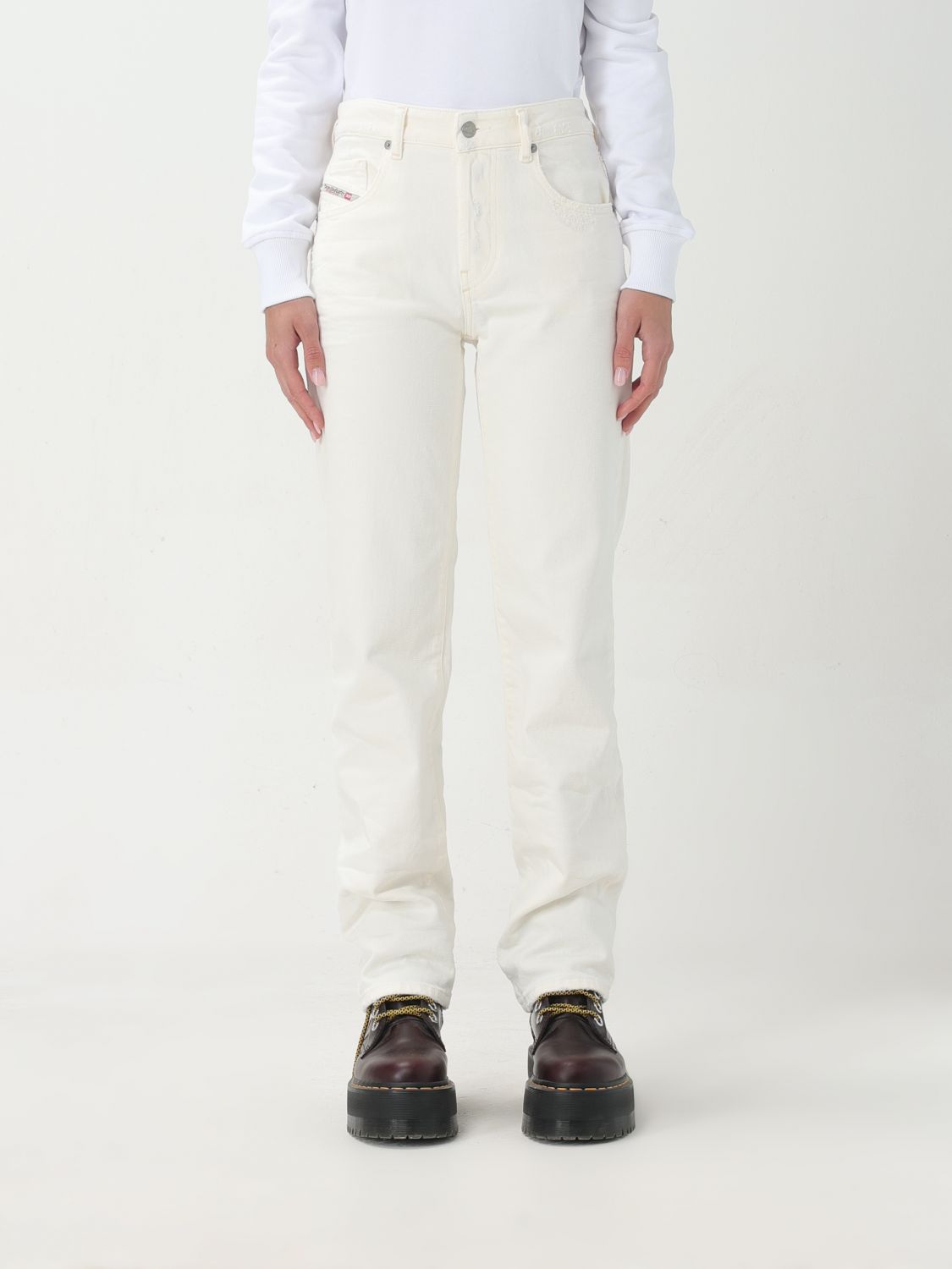 Shop Diesel Jeans  Woman Color White