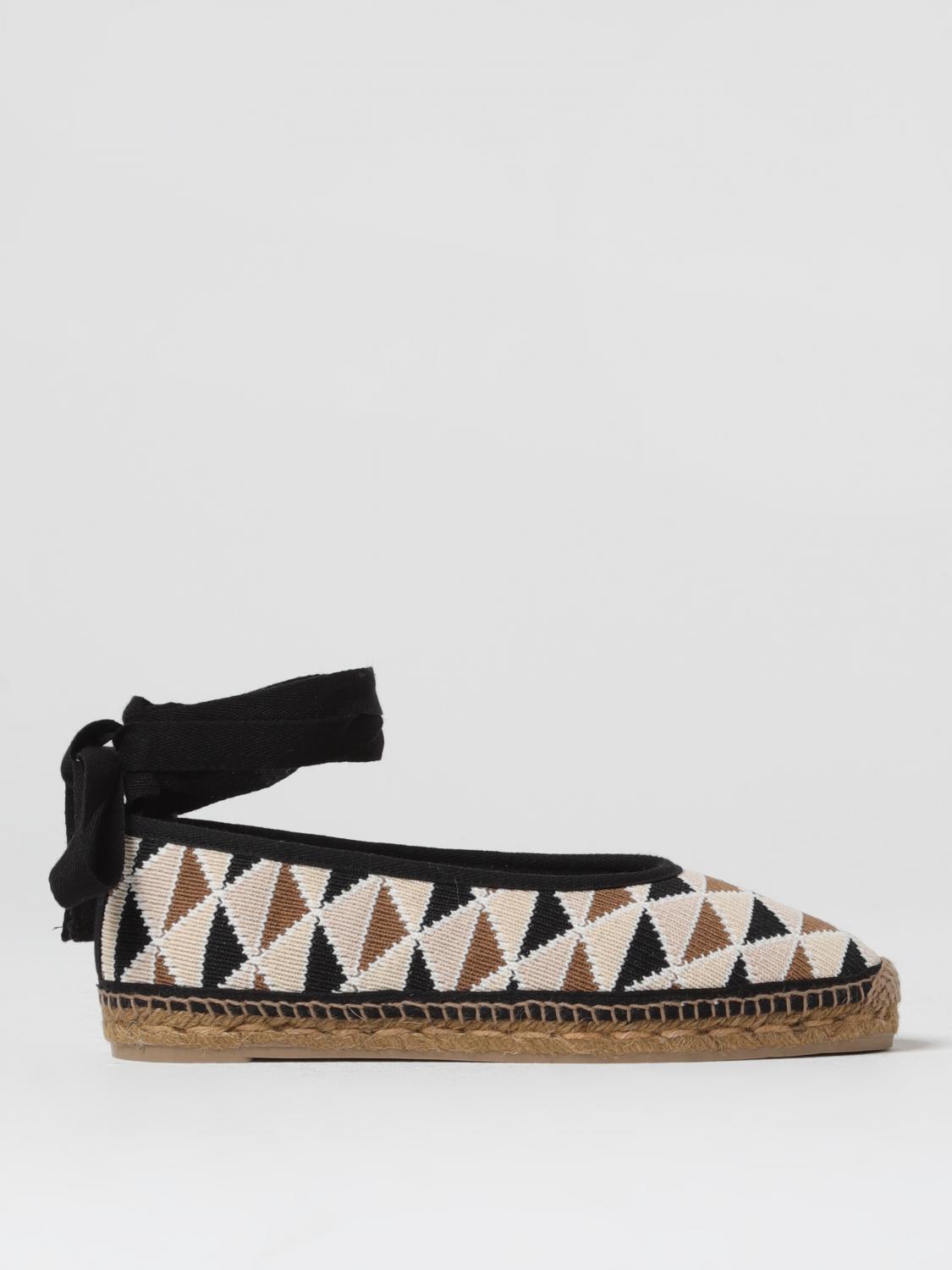 Castaã±er Carina Low Espadrilles In Multicoloured Crochet In Beige