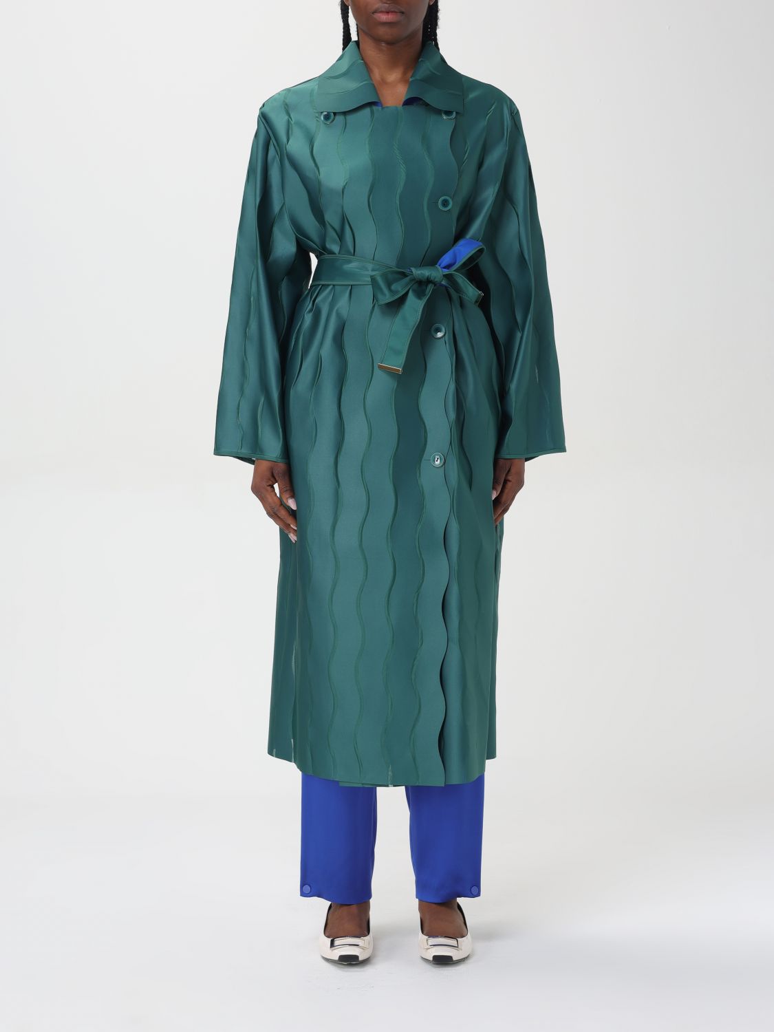 Shop Giorgio Armani Coat  Woman Color Green