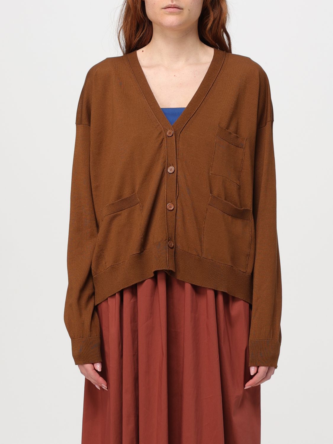 Shop Semicouture Cardigan  Woman Color Brown